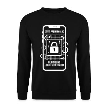 Staat Premium Abo Kündigung Ausgeschlossen - Unisex Pullover - Schwarz - Vorne - Alina (178cm) & Michal (187cm)
