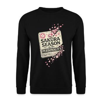 Kirschblüten Sakura Is My Personality Kirschblüte - Unisex Pullover - Schwarz - Vorne - Alina (178cm) & Michal (187cm)