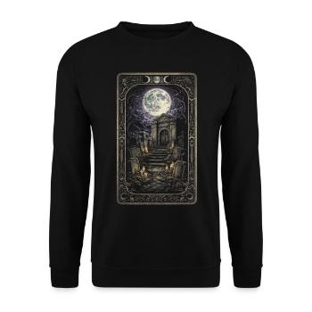 Cemetery Goth Humor Tarot Card - Unisex Sweatshirt - black - Front - Alina (178cm) & Michal (187cm)