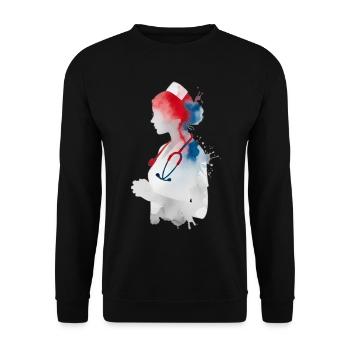 Infirmière Aquarelle Stéthoscope Infirmière - Sweat-shirt Unisexe - noir - Devant - Alina (178cm) & Michal (187cm)