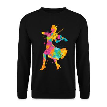 Violin Colorful Violinist Kids Ladies Girls Violin - Unisex Sweatshirt - black - Front - Alina (178cm) & Michal (187cm)