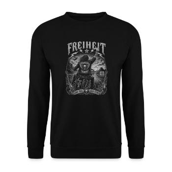 Freiheit Rocker Biker Vintage Tattoo - Unisex Pullover - Schwarz - Vorne - Alina (178cm) & Michal (187cm)