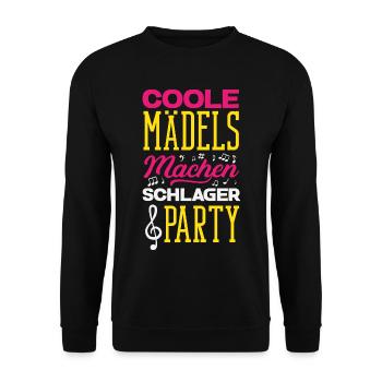 Coole Mädels Machen Schlager Party Outfit - Unisex Pullover - Schwarz - Vorne - Alina (178cm) & Michal (187cm)