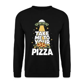 Emmène-moi à ta pizza OVNI Alien - Sweat-shirt Unisexe - noir - Devant - Alina (178cm) & Michal (187cm)