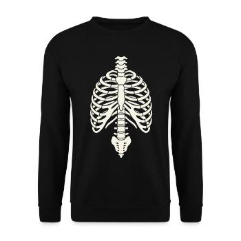 Anatomisches Skelett-Brustkorbdesign - Unisex Pullover - Schwarz - Vorne - Alina (178cm) & Michal (187cm)