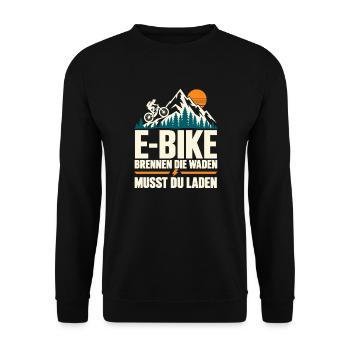E-Bike Bergauf Mountainbike Radfahrer Geschenk - Unisex Pullover - Schwarz - Vorne - Alina (178cm) & Michal (187cm)