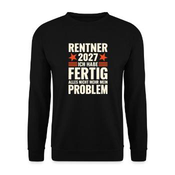 Rentner 2027 Ruhestand Rente Abschied Geschenk - Unisex Pullover - Schwarz - Vorne - Alina (178cm) & Michal (187cm)