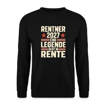 Rentner 2027 Legende Rente Ruhestand Geschenk - Unisex Pullover - Schwarz - Vorne - Alina (178cm) & Michal (187cm)