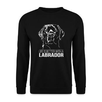 La vie au Labrador est meilleure chien dit Wilsigns - Sweat-shirt Unisexe - noir - Devant - Alina (178cm) & Michal (187cm)