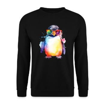 Colorful cool penguin with sunglasses - Unisex Sweatshirt - black - Front - Alina (178cm) & Michal (187cm)