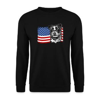Jack Russell Terrier America Flag Dogs Wilsigns - Unisex Sweatshirt - black - Front - Alina (178cm) & Michal (187cm)
