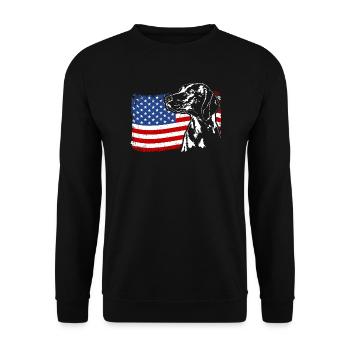 Magyar Vizsla America Flag Dogs Dog Wilsigns - Unisex Sweatshirt - black - Front - Alina (178cm) & Michal (187cm)