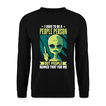 Früher war ich ein geselliger Mensch Alien Antisozial - Unisex Pullover - Schwarz - Vorne - Alina (178cm) & Michal (187cm)