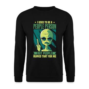 I Used To Be A People Person Introvert Alien - Unisex Sweatshirt - black - Front - Alina (178cm) & Michal (187cm)