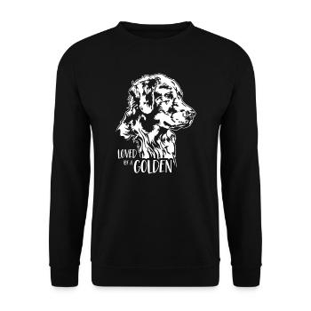 Loved by a Golden Retriever Dog Saying Wilsigns - Unisex Sweatshirt - black - Front - Alina (178cm) & Michal (187cm)
