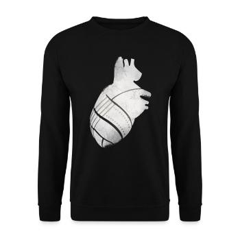 Ein Herz aus Metall - Unisex Pullover - Schwarz - Vorne - Alina (178cm) & Michal (187cm)