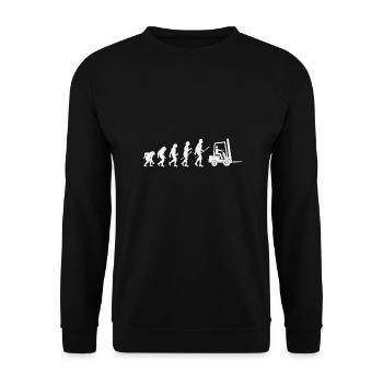 Gabelstapler-Evolution - Unisex Pullover - Schwarz - Vorne - Alina (178cm) & Michal (187cm)