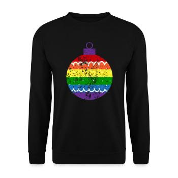 Regenbogen Weihnachtskugel Queer Gay Pride - Unisex Pullover - Schwarz - Vorne - Alina (178cm) & Michal (187cm)