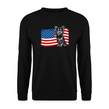 CHIHUAHUA Amérique Flag Dogs Wilsigns - Sweat-shirt Unisexe - noir - Devant - Alina (178cm) & Michal (187cm)
