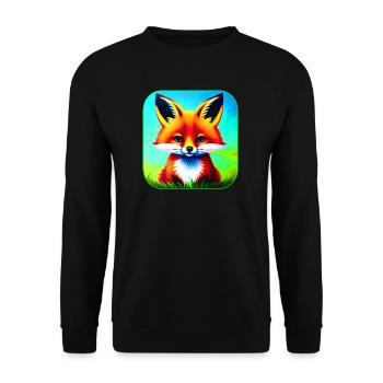 Niedlicher bunter Fuchs - Unisex Pullover - Schwarz - Vorne - Alina (178cm) & Michal (187cm)
