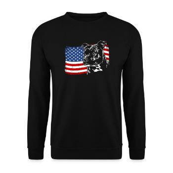 Staffordshire Bull Terrier America Flag Dogs - Unisex Sweatshirt - black - Front - Alina (178cm) & Michal (187cm)