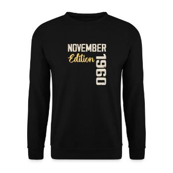 Born in November 1960 - Edition 1960 - Unisex Sweatshirt - black - Front - Alina (178cm) & Michal (187cm)