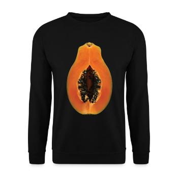 Papaya Frucht Geschenk - Unisex Pullover - Schwarz - Vorne - Alina (178cm) & Michal (187cm)