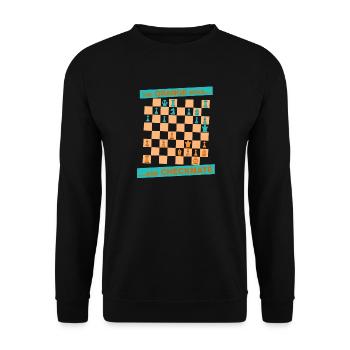 Die ORANGE Bewegung ... und CHECKMATE - Boden - Unisex Pullover - Schwarz - Vorne - Alina (178cm) & Michal (187cm)