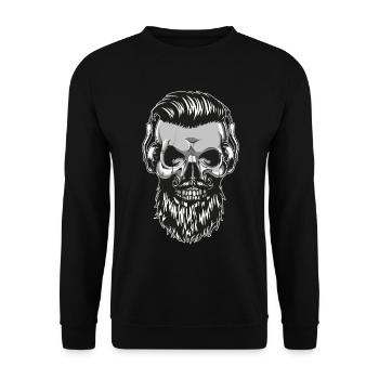 Hipster skull with beard and headphones - Unisex Sweatshirt - black - Front - Alina (178cm) & Michal (187cm)