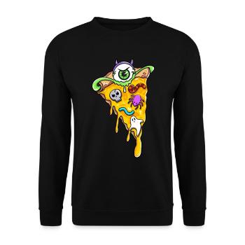 Creepy Horror Pizza Slices Skull Spider - Unisex Sweatshirt - black - Front - Alina (178cm) & Michal (187cm)