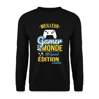 World's Best Gamer - 100% Awesome - Unisex Sweatshirt - black - Front - Alina (178cm) & Michal (187cm)