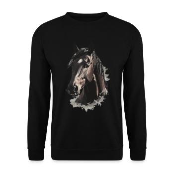 Pferd - Unisex Pullover - Schwarz - Vorne - Alina (178cm) & Michal (187cm)