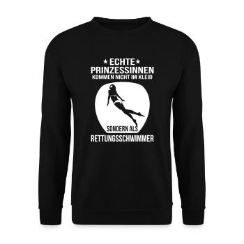 Prinzessin rettungsschwimmmer - Unisex Pullover - Schwarz - Vorne - Alina (178cm) & Michal (187cm)