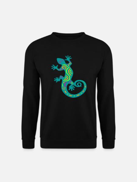 Gecko bunt Zeichnung - Unisex Pullover - Schwarz