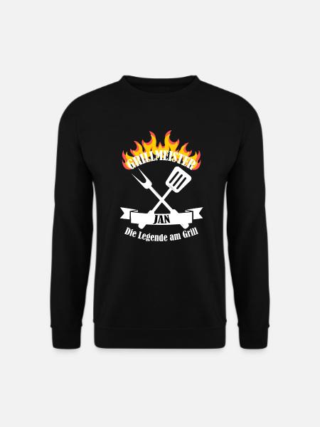 Grillmeister Jan lustiger Spruch Vorname - Unisex Pullover - Schwarz