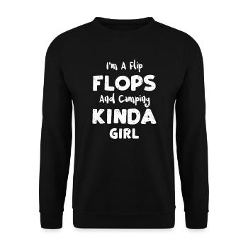 I'm A Flip Flops And Camping Kin... - Unisex Pullover - Schwarz - Vorne - Alina (178cm) & Michal (187cm)
