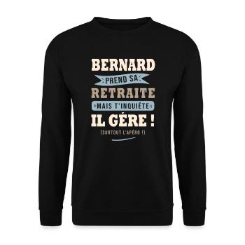 Bernard humour retraite cadeau bernard - Sweat-shirt Unisexe - noir - Devant - Alina (178cm) & Michal (187cm)