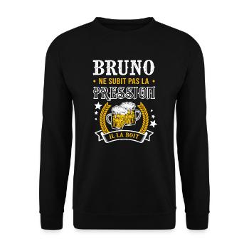 Bruno bière cadeau humour bruno - Sweat-shirt Unisexe - noir - Devant - Alina (178cm) & Michal (187cm)
