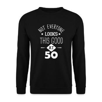 Nicht jeder sieht mit 50 Geschenk so gut aus - Unisex Pullover - Schwarz - Vorne - Alina (178cm) & Michal (187cm)