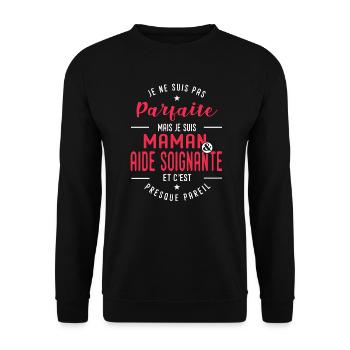 maman aide soignante humour fête des mères - Sweat-shirt Unisexe - noir - Devant - Alina (178cm) & Michal (187cm)