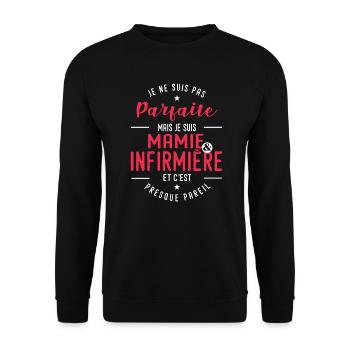 mamie infirmière humour grand mère infirmiere - Sweat-shirt Unisexe - noir - Devant - Alina (178cm) & Michal (187cm)