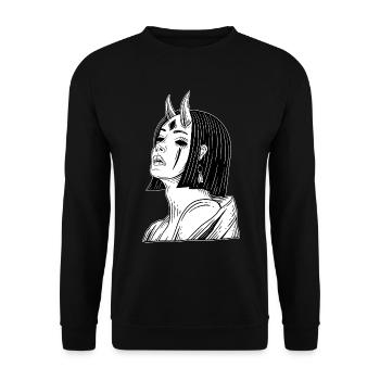 Skull Skull Horror Squelette Halloween Geisha - Sweat-shirt Unisexe - noir - Devant - Alina (178cm) & Michal (187cm)