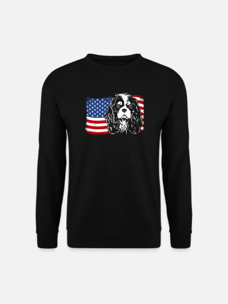 Cavalier King Charles Spaniel Amerika Fahne Hunde - Unisex Pullover - Schwarz