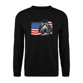 Zwergpudel Amerika Fahne Hunde Wilsigns - Unisex Pullover - Schwarz - Vorne - Alina (178cm) & Michal (187cm)