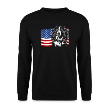 Nederlandse Kooikerhondje Amerika Flag Dogs - Sweat-shirt Unisexe - noir - Devant - Alina (178cm) & Michal (187cm)