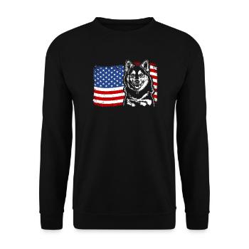 Pomsky America Flag Dog Dogs Wilsigns - Unisex Sweatshirt - black - Front - Alina (178cm) & Michal (187cm)