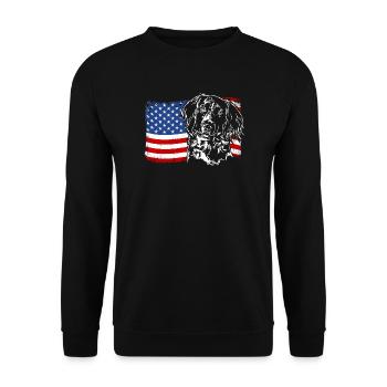 Small Münsterländer America Flag Dog Dogs - Unisex Sweatshirt - black - Front - Alina (178cm) & Michal (187cm)