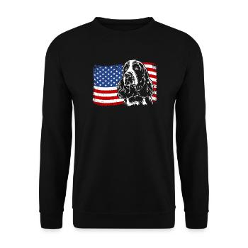 English Springer Spaniel America Flag Dog Dogs - Unisex Sweatshirt - black - Front - Alina (178cm) & Michal (187cm)