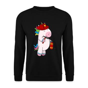 Feuerwehr Einhorn - Unisex Sweatshirt - black - Front - Alina (178cm) & Michal (187cm)