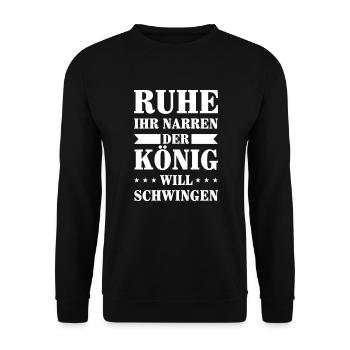 Ruhe ihr Narren der König will Schwingen - Unisex Pullover - Schwarz - Vorne - Alina (178cm) & Michal (187cm)